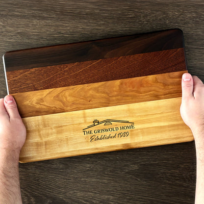 Personalized Housewarming Cutting Board, Reversible, Custom Engraved New Home Gift, 16x10