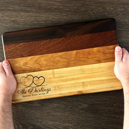 Personalized Couples Cutting Board, Reversible, Custom Name Engraved Gift, 16x10