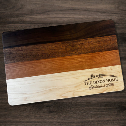 Personalized Housewarming Cutting Board, Reversible, Custom Engraved New Home Gift, 16x10