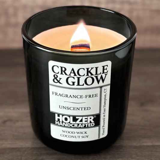 Fragrance-Free Unscented Natural Wood Wick Candle, Luxury Glass Vessel with Lid