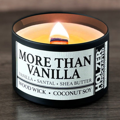 More Than Vanilla - Vanilla + Santal + Shea Butter Scented Wood Wick Candle, 8oz Tin