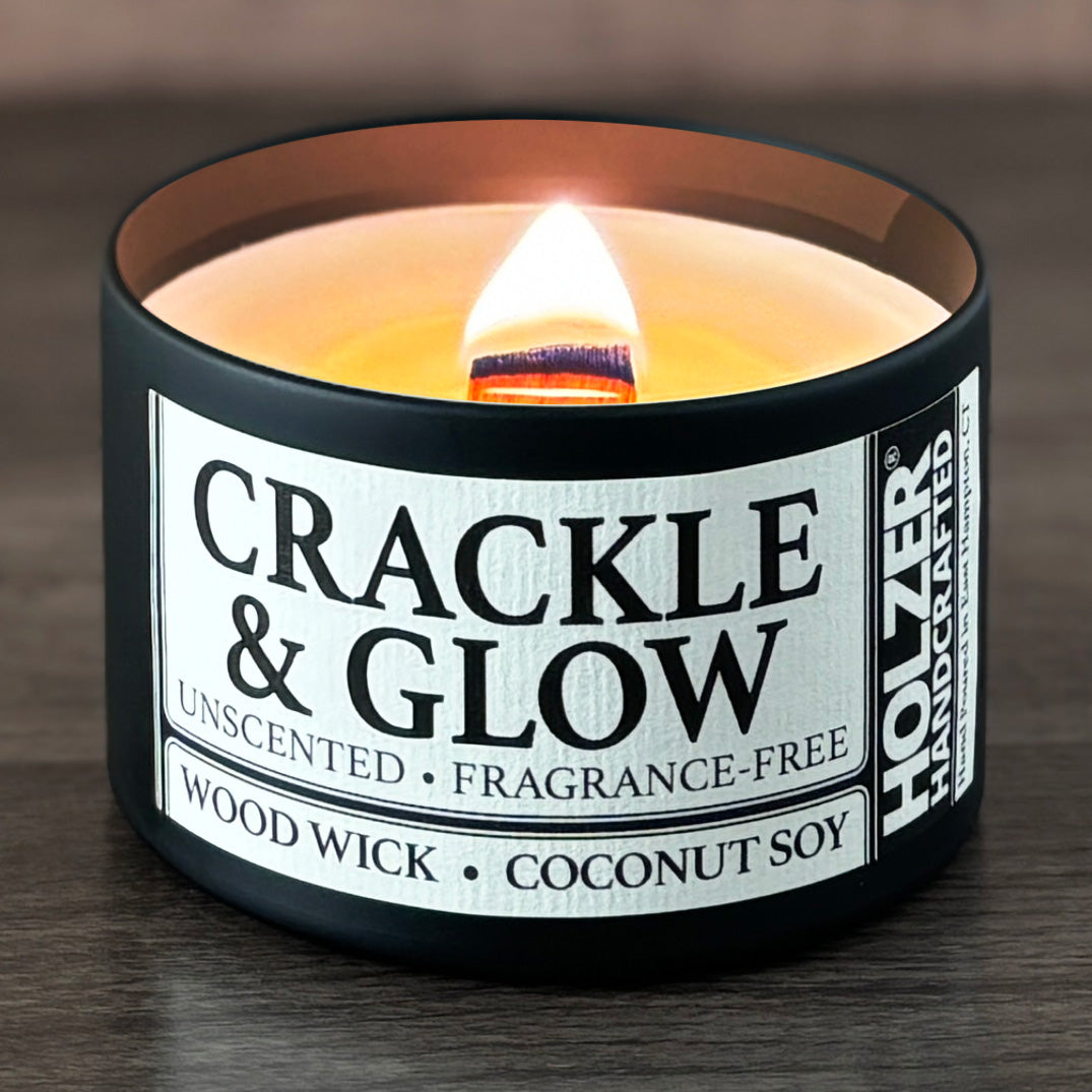 Fragrance-Free Unscented Natural Wood Wick Candle, 8oz Tin