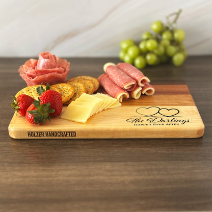 Personalized Couples Cutting Board, Reversible, Custom Engraved Name Gift, 12x8