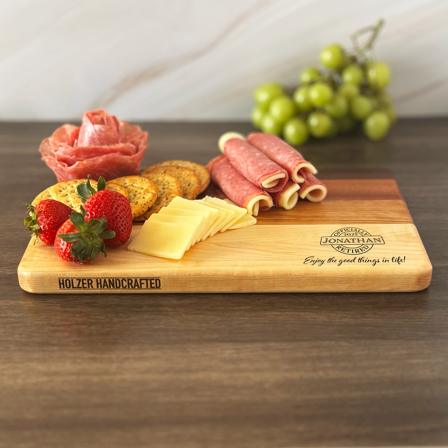 Personalized Retirement Cutting Board, Reversible, Custom Engraved Gift, 12x8