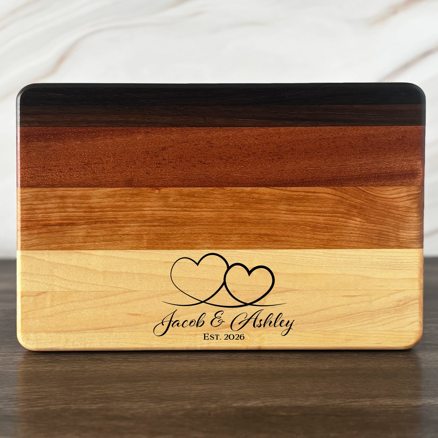 Personalized Couples Cutting Board, Reversible, Custom Engraved Name Gift, 12x8