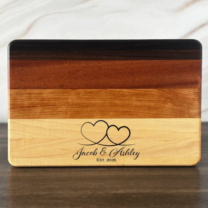 Personalized Couples Cutting Board, Reversible, Custom Engraved Name Gift, 12x8