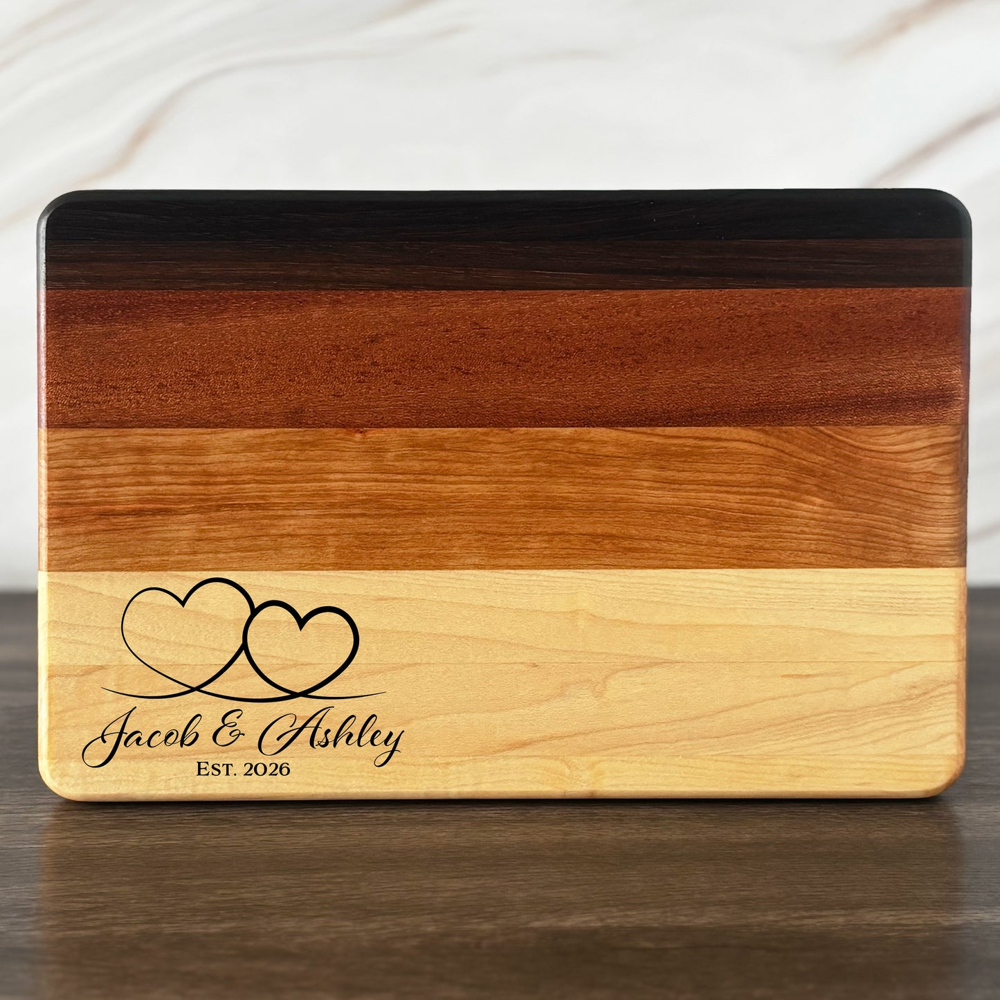 Personalized Couples Cutting Board, Reversible, Custom Engraved Name Gift, 12x8