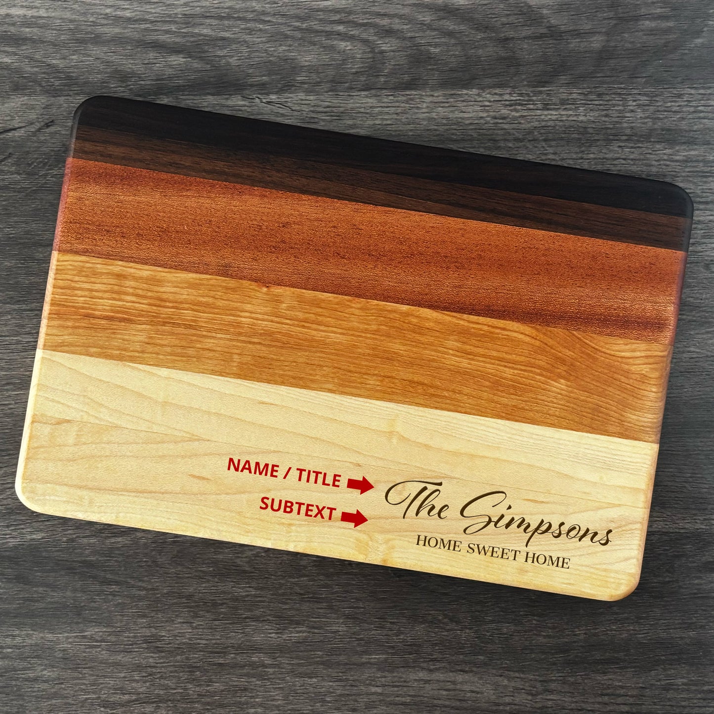 Personalized Cutting Board, Reversible, Custom Engraved Name Gift, 12x8