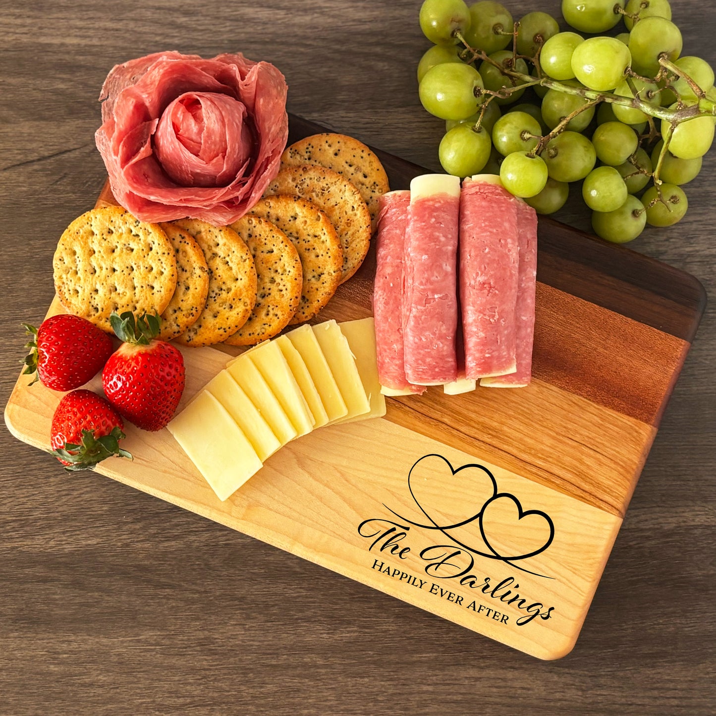 Personalized Couples Cutting Board, Reversible, Custom Engraved Name Gift, 12x8