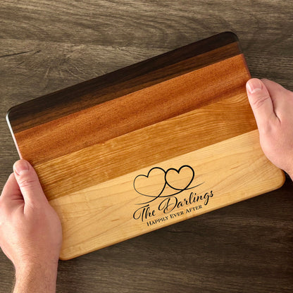 Personalized Couples Cutting Board, Reversible, Custom Engraved Name Gift, 12x8