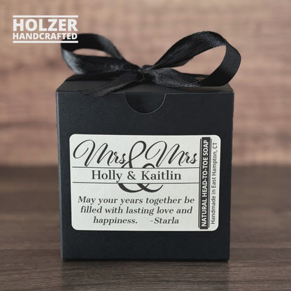 Personalized Bar Soap Gift Set - Custom Mrs & Mrs Wedding Keepsake, Natural Head to Toe Soap