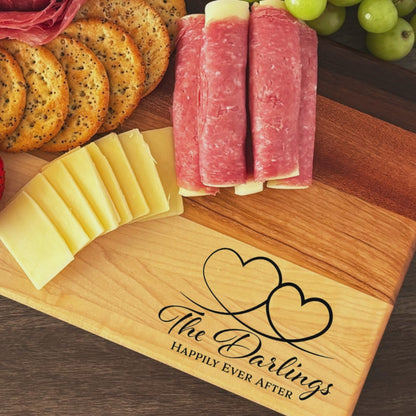 Personalized Couples Cutting Board, Reversible, Custom Engraved Name Gift, 12x8