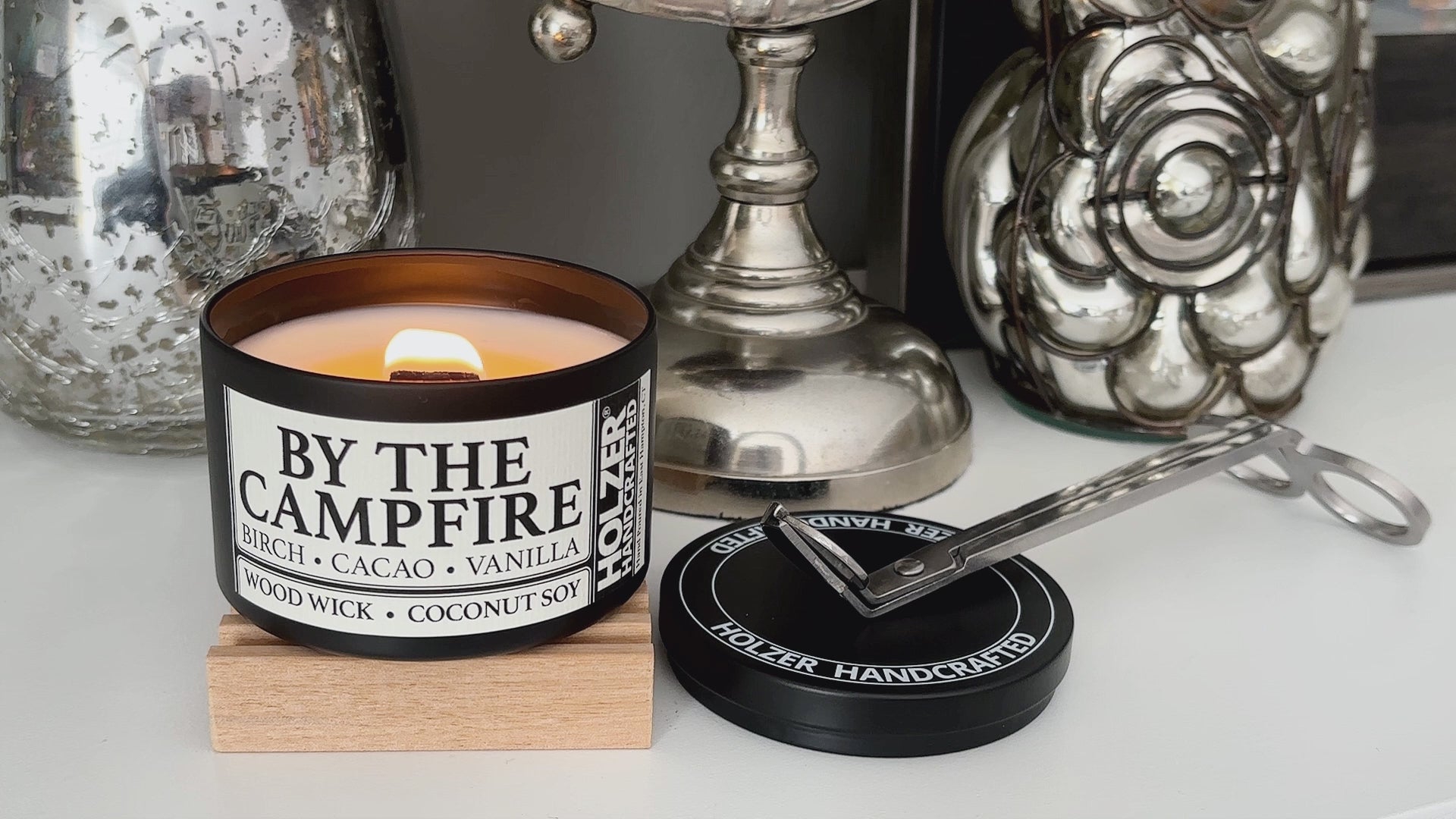 By The Campfire - Birch + Cacao + Vanilla Scented Wood Wick Candle