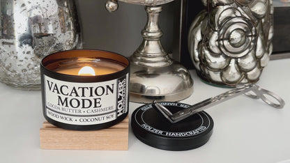 Vacation Mode - Cocoa Butter + Cashmere Scented Wood Wick Candle, 8oz Tin