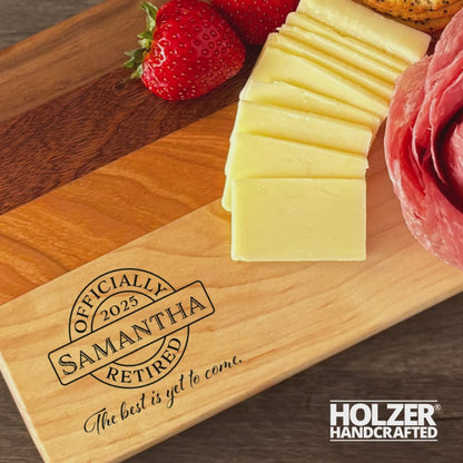 Personalized Retirement Cutting Board, Reversible, Custom Engraved Gift, 9x6