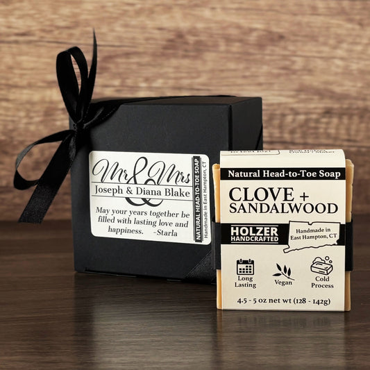 Personalized Bar Soap Gift Set - Custom Mr & Mrs Wedding Keepsake, Natural Head to Toe Soap