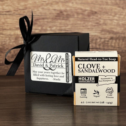 Personalized Bar Soap Gift Set - Custom Mr & Mr Wedding Keepsake, Natural Head to Toe Soap