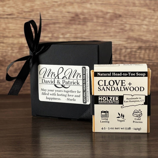 Personalized Bar Soap Gift Set - Custom Mr & Mr Wedding Keepsake, Natural Head to Toe Soap