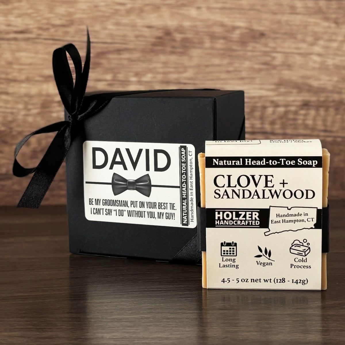 Personalized Bar Soap Gift Set - Custom Groomsman, Man of Honor Proposal, Natural Head to Toe Soap