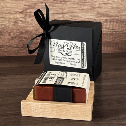 Personalized Bar Soap Gift Set - Custom Mrs & Mrs Wedding Keepsake, Natural Head to Toe Soap