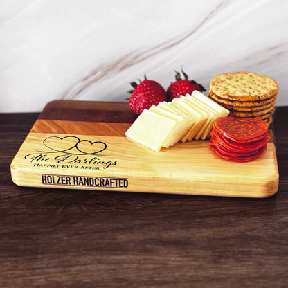 Personalized Couples Cutting Board, Reversible, Custom Engraved Name Gift, 9x6