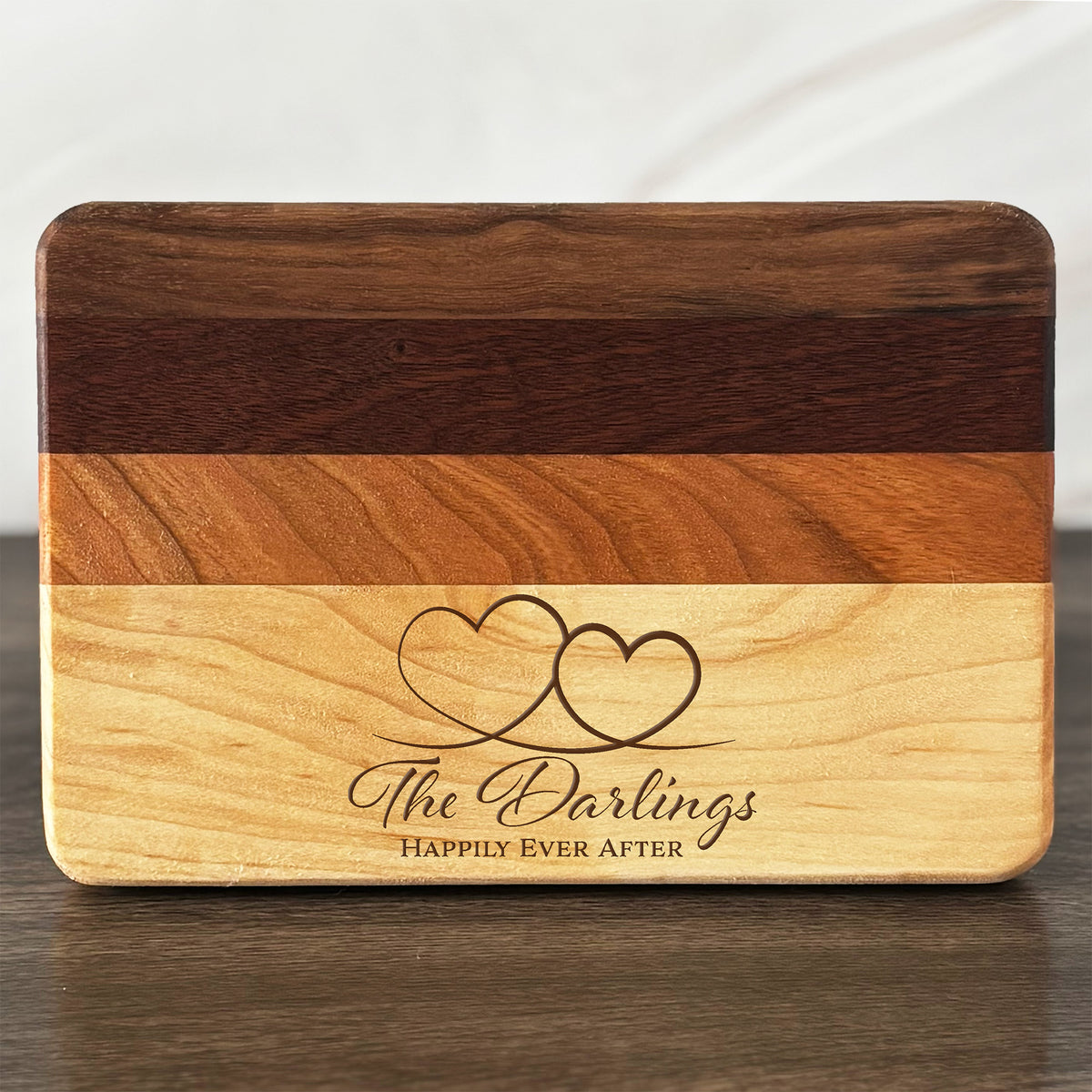 Personalized Couples Cutting Board, Reversible, Custom Engraved Name Gift, 9x6