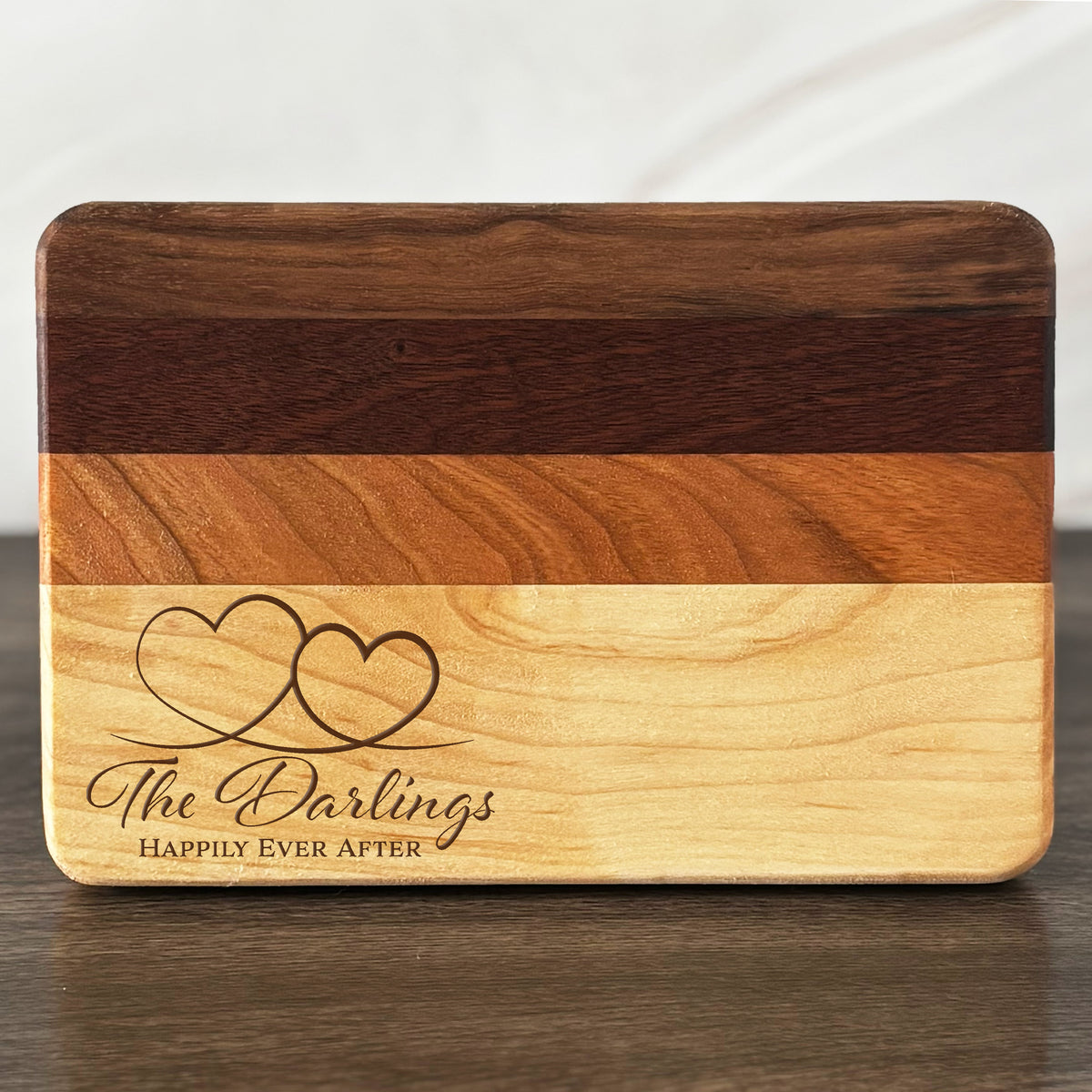 Personalized Couples Cutting Board, Reversible, Custom Engraved Name Gift, 9x6