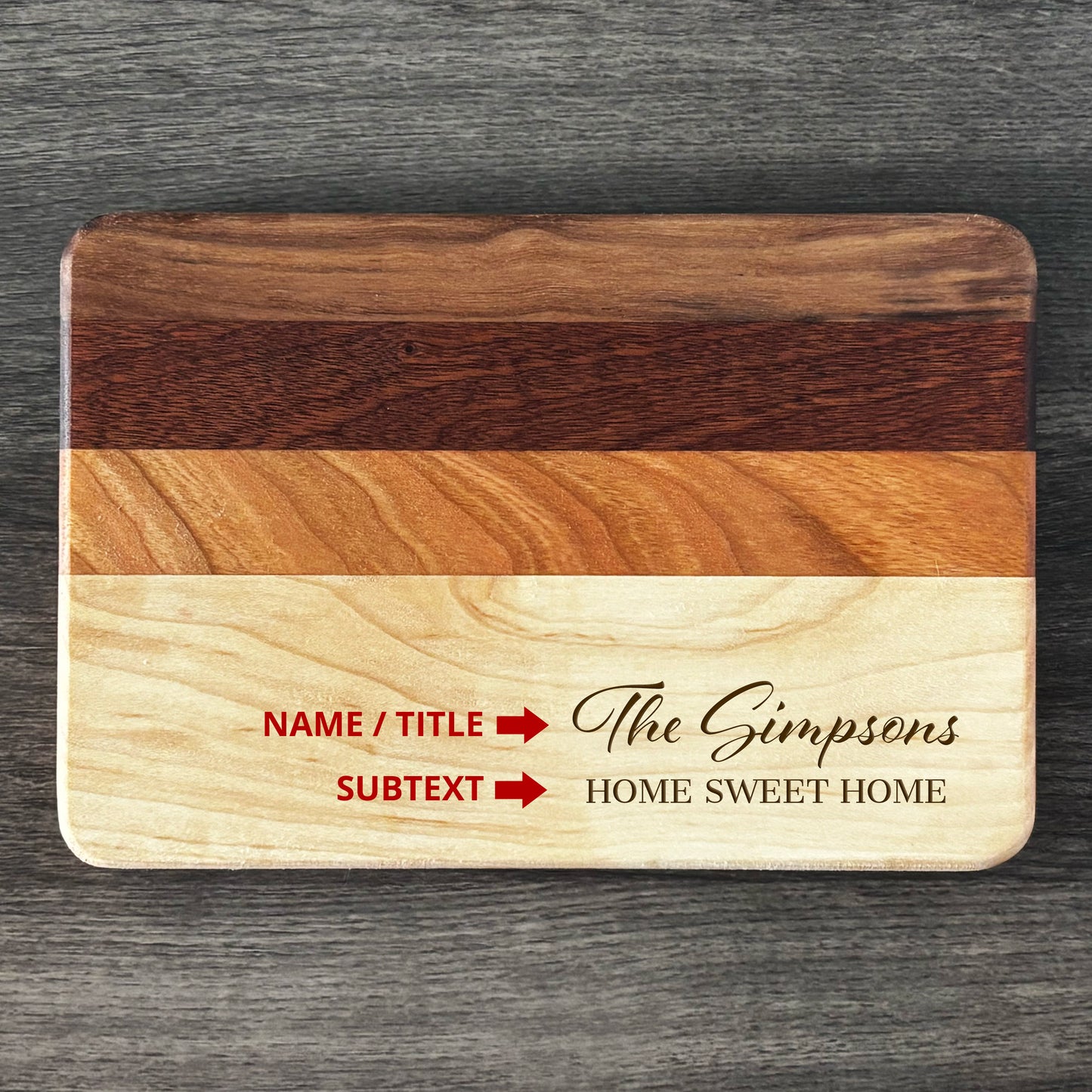 Personalized Cutting Board, Reversible, Custom Engraved Name Gift, 9x6