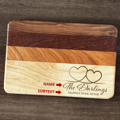 Personalized Couples Cutting Board, Reversible, Custom Engraved Name Gift, 9x6