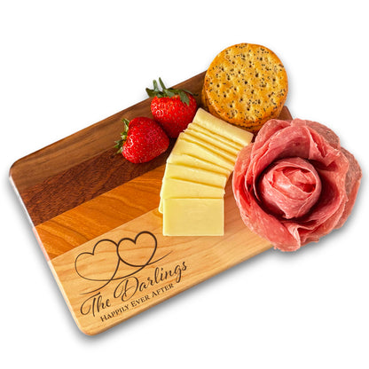 Personalized Couples Cutting Board, Reversible, Custom Engraved Name Gift, 9x6