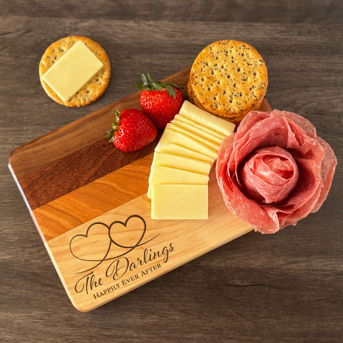 Personalized Couples Cutting Board, Reversible, Custom Engraved Name Gift, 9x6
