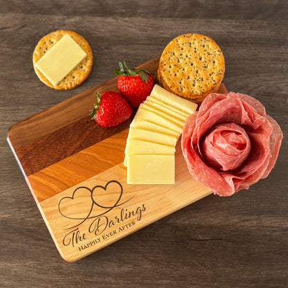 Personalized Couples Cutting Board, Reversible, Custom Engraved Name Gift, 9x6