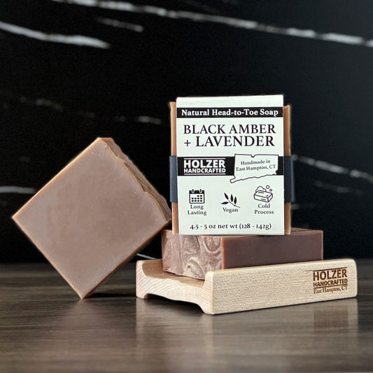 Black Amber + Lavender - Natural Head to Toe Soap - 4.5oz to 5oz Bar