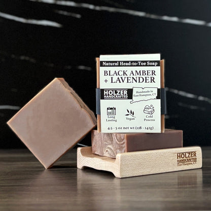 Black Amber + Lavender - Natural Head to Toe Soap - 4.5oz to 5oz Bar
