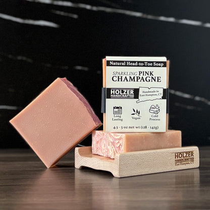 Sparkling Pink Champagne - Natural Head to Toe Soap Bar - Prosecco + Raspberries