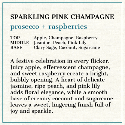 Sparkling Pink Champagne - Prosecco + Raspberries Scented Wood Wick Candle