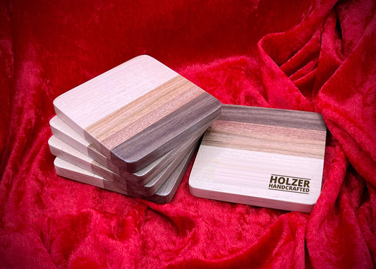 Handcrafted Premium Hardwood Coasters, Signature Series Desert Sunset, each