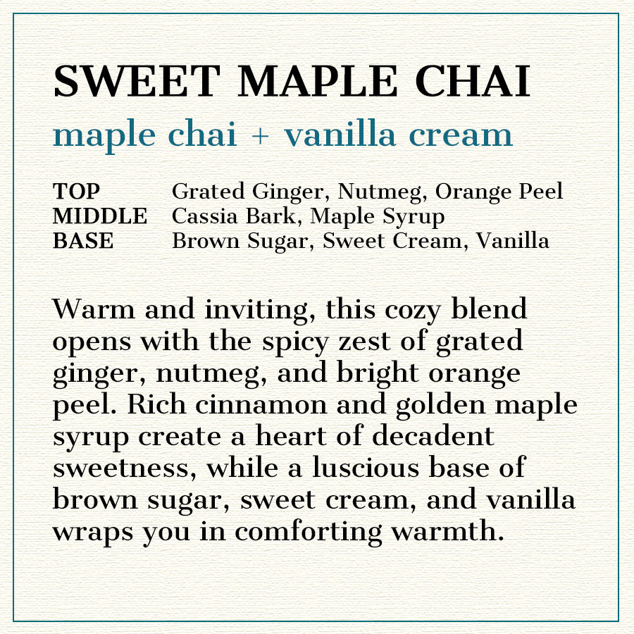 Sweet Maple Chai - Maple Chai + Vanilla Cream Scented Wood Wick Candle, 8oz Tin