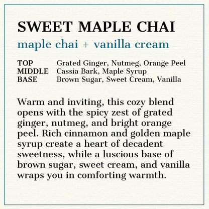 Sweet Maple Chai - Maple Chai + Vanilla Cream Scented Wood Wick Candle, 8oz Tin