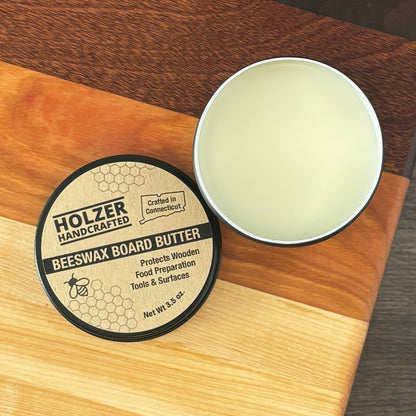 Handcrafted Beeswax Board Butter for Food-Contact Wood Surfaces - 3.5 oz net weight in reusable tin