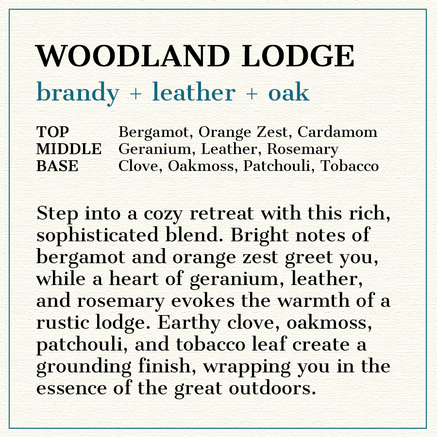 Woodland Lodge - Brandy + Leather + Oak Scented Wood Wick Candle, 8oz Tin