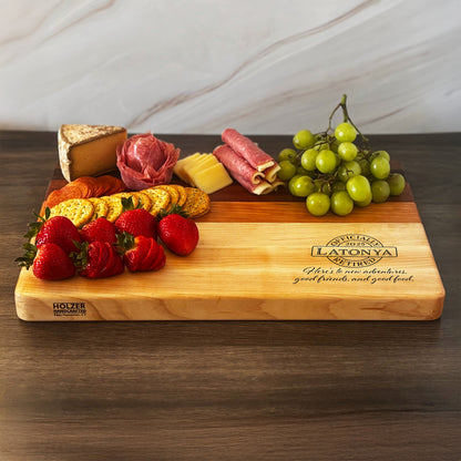 Personalized Retirement Cutting Board, Reversible, Custom Engraved Gift, 18x12x1.4