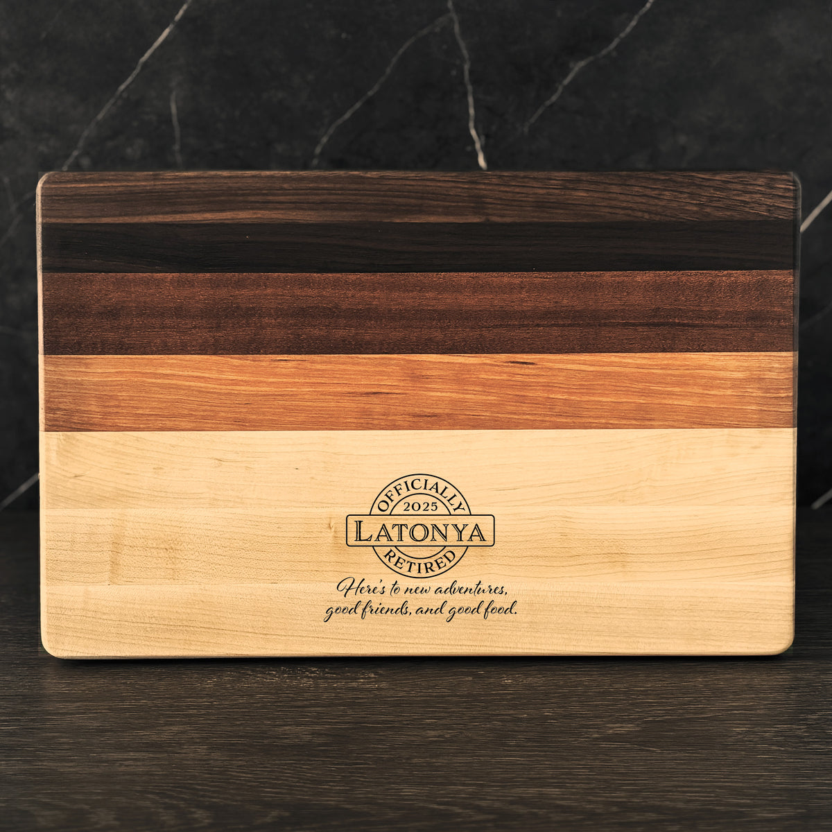 Personalized Retirement Cutting Board, Reversible, Custom Engraved Gift, 18x12