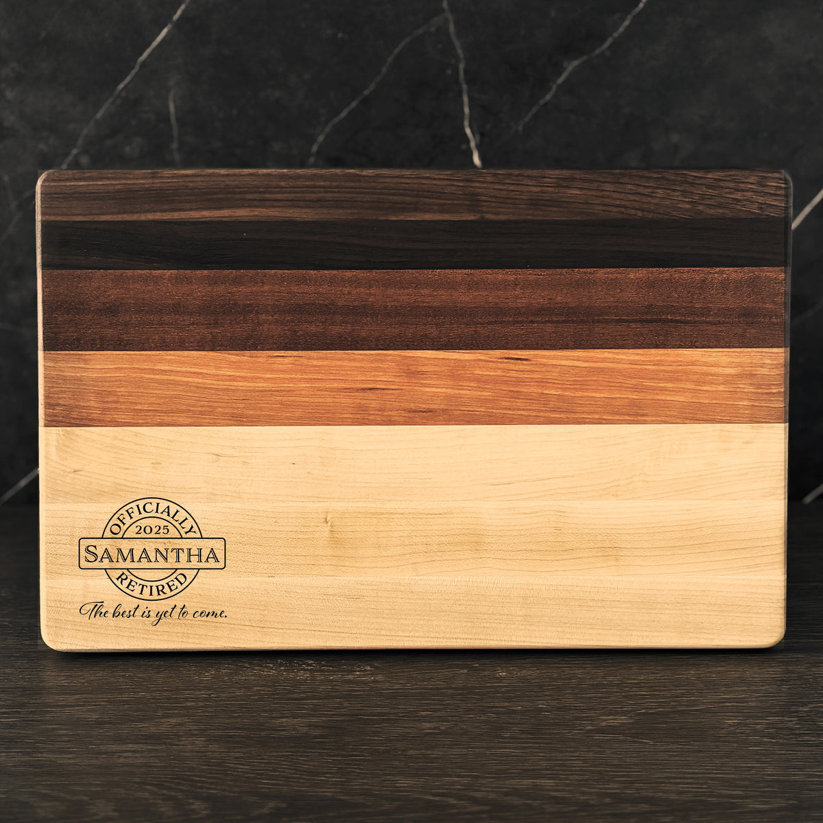 Personalized Retirement Cutting Board, Reversible, Custom Engraved Gift, 18x12