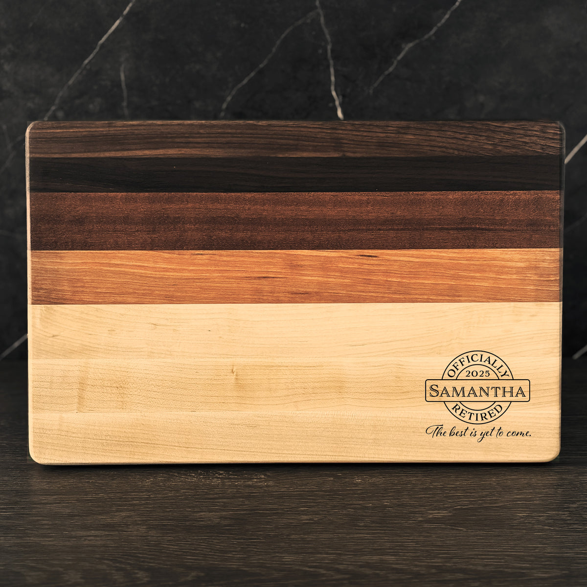 Personalized Retirement Cutting Board, Reversible, Custom Engraved Gift, 18x12