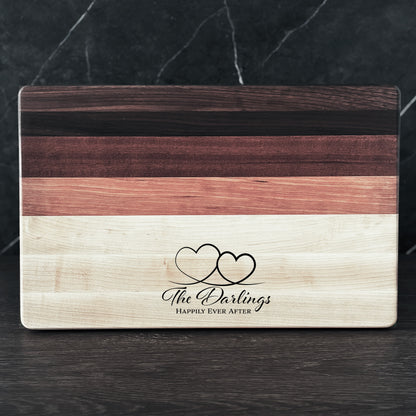 Personalized Couples Cutting Board, Reversible, Custom Name Engraved Gift, 18x12