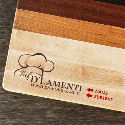 Personalized Chef Cutting Board, Reversible, Custom Engraved New Home Gift, 18x12