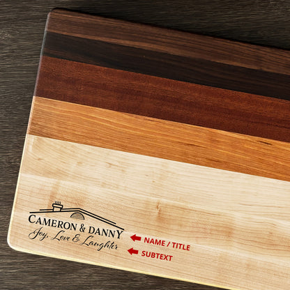 Personalized Housewarming Cutting Board, Reversible, Custom Engraved New Home Gift, 18x12