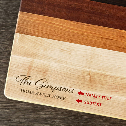 Personalized Cutting Board, Reversible, Custom Engraved Name Gift, 18x12