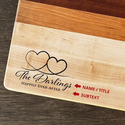 Personalized Couples Cutting Board, Reversible, Custom Name Engraved Gift, 18x12